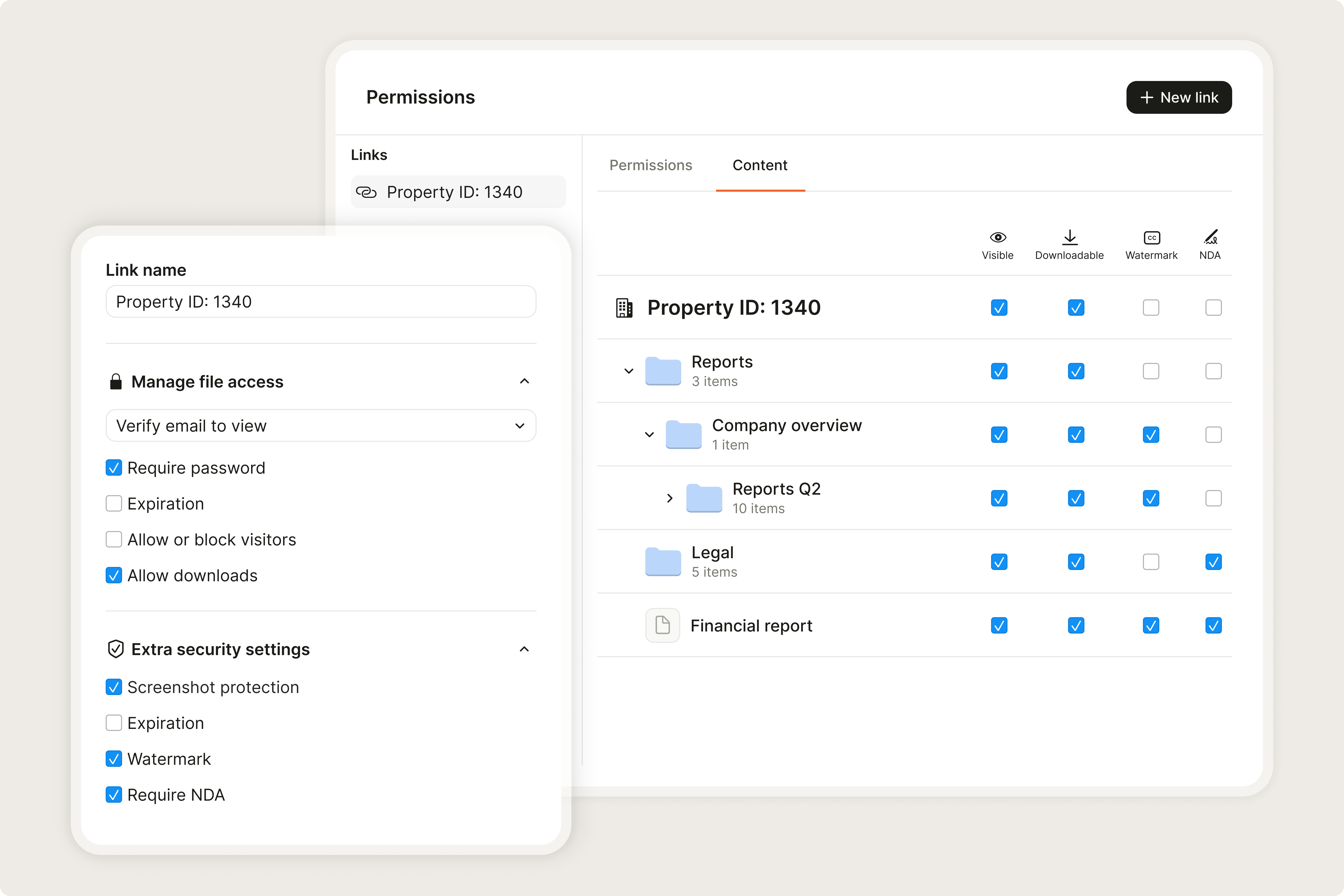 CRE set permissions data room